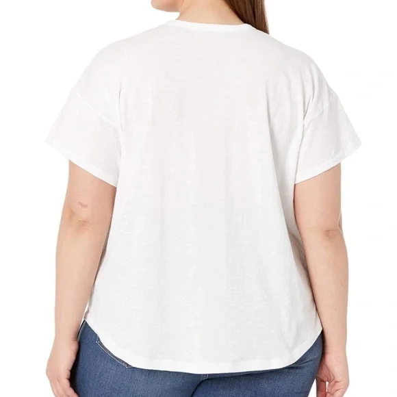 MADEWELL - Whisper Cotton Rib Crewneck Classic White T-Shirt - Plus 3X - Picture 3 of 8